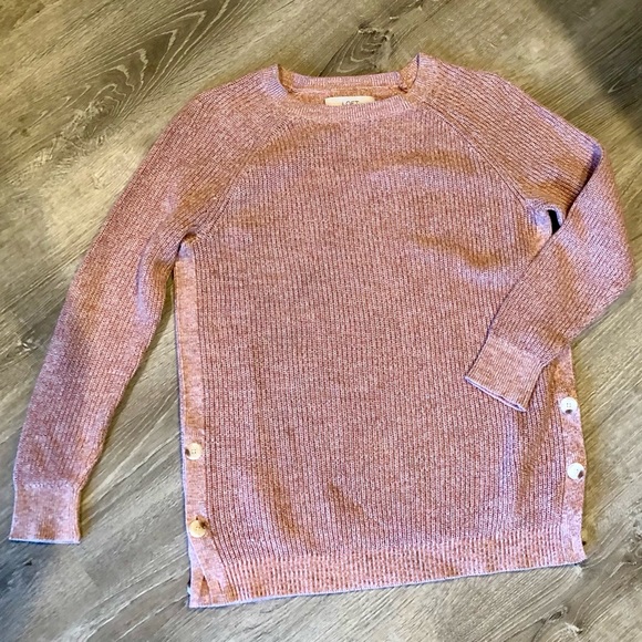Loft Light Pink Button Sides Pullover Sweater - Picture 3 of 6